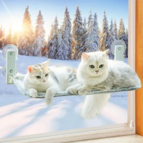 MEWOOFUN Large Cat Window Perch - Foldable 60x30cm Hammock With 18kg Suction Cups & Washable Cover For Indoor Cats Grey (Option: WP060)
