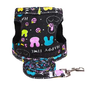 Size M for Puppy Leash Collar Black Rabbit Pattern Dogs Harness Supplies (SKU: PS-PET2975339011-ALIEN00812)