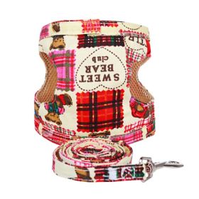 Cute Pink Bear Pattern Nylon Material Pets Harness Supplies Dogs Leash M Size (SKU: PS-PET2975339011-ALIEN00808)