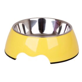 Separable Stainless Steel Dog Bowl Puppy Feeders Pet Bowl Feeding Tray, Yellow (SKU: KE-PET3024199011-JELLY00404)