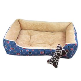 Fashion Pet Bed Pet House Rectangle Doghouse Kennel for Small Cat Dog Blue+Beige (SKU: KE-PET2975330011-AMY01428)