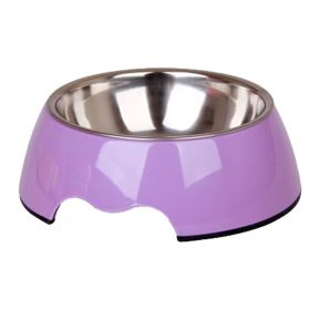 Separable Stainless Steel Pet Bowl Puppy Feeders Feeding Tray Dog Bowl, Purple (SKU: KE-PET3024199011-JELLY00407)