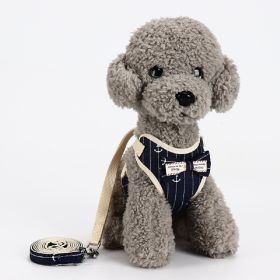 Dog Breathable Mesh Harness with Leash Pet Walking Harness with Cute Bows Adjustable Training Vest (Color: BlueSize)