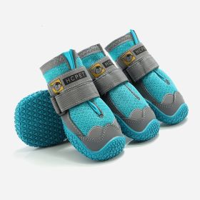 Pet Non-Skid Booties, Waterproof Socks Breathable Non-Slip with 3m Reflective Adjustable Strap Small to Large Size (4PCS/Set) Paw Protector (Color: BlueSize)