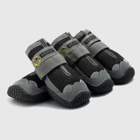 Pet Non-Skid Booties, Waterproof Socks Breathable Non-Slip with 3m Reflective Adjustable Strap Small to Large Size (4PCS/Set) Paw Protector (Color: BlackSize)