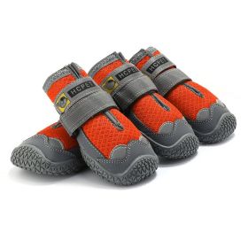 Pet Non-Skid Booties, Waterproof Socks Breathable Non-Slip with 3m Reflective Adjustable Strap Small to Large Size (4PCS/Set) Paw Protector (Color: orangeSize)