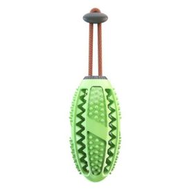 Food Dispenser Puppy Chewing Training Squeaky Leakage Ball Teething Toy Puzzle Dog Molars Clean Teeth Bite-Resistant Bouncy Ball Rubber Ball (Color: green)