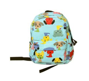 Cute Puppy School Bag Children's Backpack Travel Canvas Backpacks Purse Blue Dog (SKU: GM-TOY2404178011-KATHERINE00079)