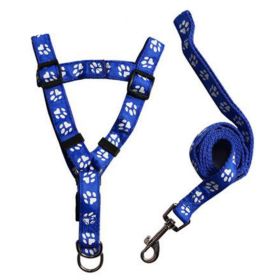 Durable Dog Collar Leash Strap Training Leash Rope Chest Strap For Puppy Pet(15LB), Blue Footprints (SKU: KE-PET2975433011-TINY04357)