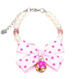 Beads Necklace/Bowknot Collar/Bow-Tie with Bell for Cats & Dogs, PINK (PS-PET6602294011-YOUNG00986: Variation Theme 5845)