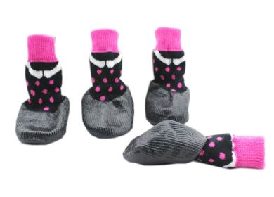 [Rose Dots] Non-slip Waterproof Adjustable Stretchy Dog Boot Pet Shoes(5#) (Variation Theme 5860: SKU)