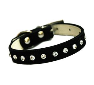 Adjustable Leather Rhinestones Studded Dog Collar Pet Collar(9~13 In, BLACK) (PS-PET3052411011-YOUNG01069: Variation Theme 5867)