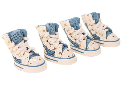 4 Pcs Fashion Breathable Mesh Pet Dog Puppy Shoes Boots BLUE, NO.2 (Variation Theme 6172: SKU)