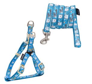 Touchdog 'Caliber' Designer Embroidered Fashion Pet Dog Leash And Harness Combination (Color: Blue PatternSize)