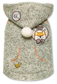 Touchdog Hippie Embellished Designer Sleeveless Pompom Pet Dog Hooded Sweater (Color: Olive GreenSize)