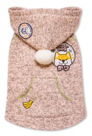 Touchdog Hippie Embellished Designer Sleeveless Pompom Pet Dog Hooded Sweater (Color: Light PinkSize)