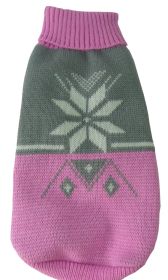 Snow Flake Cable-Knit Ribbed Fashion Turtle Neck Dog Sweater (size: large)