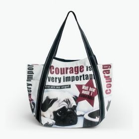 ILEA - [Lazy Dog] 100% Cotton Eco Canvas Shoulder Tote Bag / Shopper Bag / Multiple Pockets (SKU: ILEA-ABH-09107)