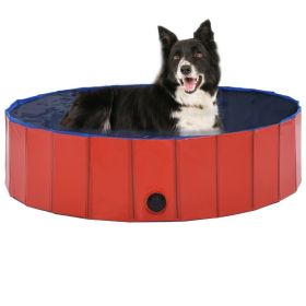 Foldable Dog Swimming Pool Red 47.2"x11.8" PVC (Color: Red)