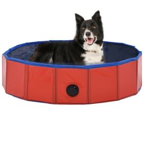 Foldable Dog Swimming Pool Red 31.5"x7.9" PVC (Color: Red)