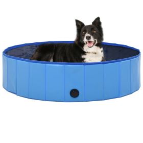 Foldable Dog Swimming Pool Blue 47.2"x11.8" PVC (Color: Blue)