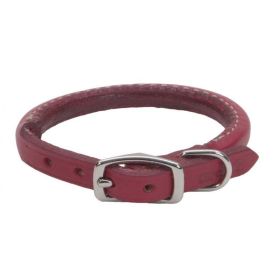 Circle T Oak Tanned Leather Round Dog Collar - Red (Default: Default)