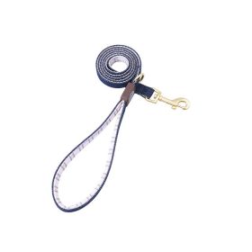 HAMATE 4FT Comfortable Dog Leash with the combination of Cowboy and Plaid Webbing,Matte Gold Zinc Alloy and Bells (Color: RedSize)