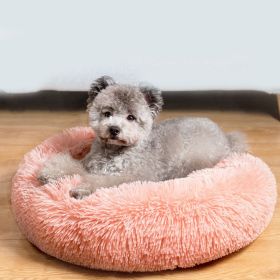 60cm Dog Bed Super Soft Washable Long Plush Pet Kennel Deep Sleep Dog House Velvet Mats Sofa For Dog Basket Pet Cat Bed RT (Color: pink)