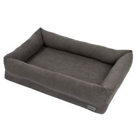 Memory Foam Dog Bed, 4'' Orthopedic Anti-Anxiety Crate Mats, Travel Couch Bed for Cute Dogs, with Durable Washable Pet Beds Cover and Pillow, Gray (size: Large (37" x 25.6" x 7.9"))