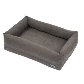 Memory Foam Dog Bed, 4'' Orthopedic Anti-Anxiety Crate Mats, Travel Couch Bed for Cute Dogs, with Durable Washable Pet Beds Cover and Pillow, Gray (size: Medium (30.7" x 21.6" x 7.9"))