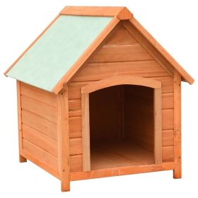 Dog House Solid Pine & Fir Wood 28.3"x33.5"x32.3" (Color: brown)