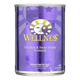Wellness Pet Products Dog Food - Chicken and Sweet Potato Recipe - Case of 12 - 12.5 oz. (SKU: 551911)