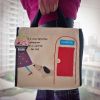[Dog At Phone Booth] Embroidered Applique Fabric Art Lunch Tote / Lunch Box Bag  (8.7*8*4.4)