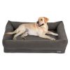 Memory Foam Dog Bed, 4'' Orthopedic Anti-Anxiety Crate Mats, Travel Couch Bed for Cute Dogs, with Durable Washable Pet Beds Cover and Pillow, Gray