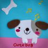 [Cute Dog] Embroidered Applique Fabric Art Shoulder Tote Bag / Shopper Bag (12.2*8.4*4.4)